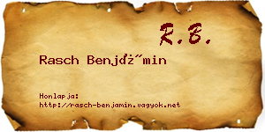 Rasch Benjámin névjegykártya